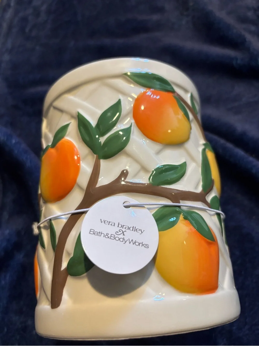 Vera Bradley Cream Ceramic Citrus Candle Holder